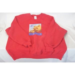 Vintage Disney Womens 2XL Winnie the Pooh Sweatshirt Red Honey Of A Bear Decal